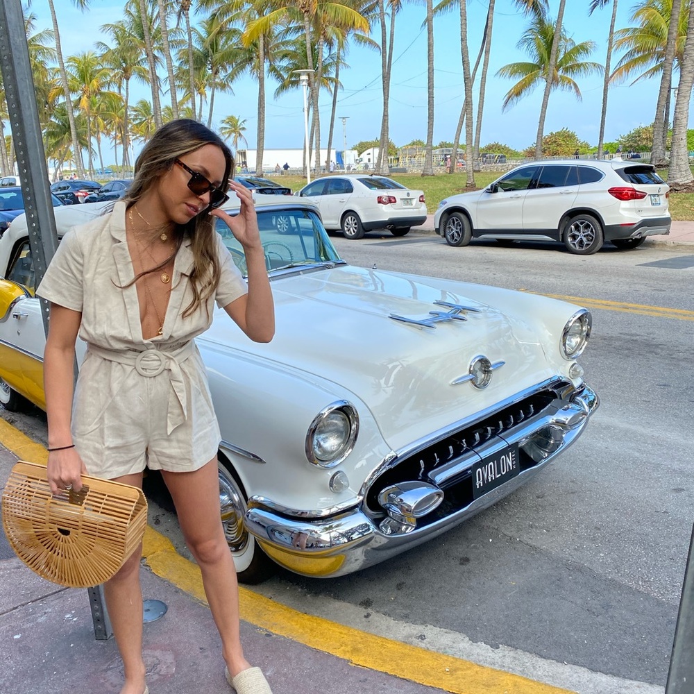 Beige Romper with belt